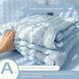 Triogift  Summer Quilt Cool Comforter Quilt Seersucker  Soft Household Machine Washable Suitable Cool and Refreshing이불  Blanket