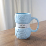 Triogift 1pc 425ml Unique Knit Style Ceramic Coffee Mug Insulated Funny Gift for Family Holiday Tea Cup Gift Summer and Winter Drinkware