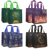 Triogift  4/8/pcs Ramadan Mubarak Non-woven Gift Bags with Handles Eid Party Favor Treat Candy Bag for Eid Mubarak Muslim Party Decoration