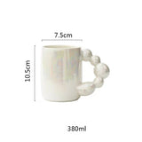 Triogift  -  Pearl White Mugs Coffee Cups Ceramic Ins Korean Style Bubble Handgrip Coffee Cup for Breakfast Milk Juice Tea Cup Microwave Safe