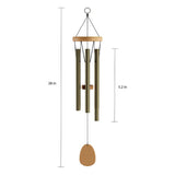 Triogift Gold Finish Home Decoration Wind Chime Metal and Wood Wall Hanging Decor 28 in Chimes Crafts Garden