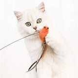 Triogift  Bird Cat Toys Upgraded Epoxy Sucker Steel Wire Long Rod Feather Cat Teasing Stick Cat Self Hi No Harmful Ingredients