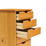 Triogift Original Roll Cart, Solid Wood, 6 Drawer Roll Cart, Med Pine Storage Drawers Boxes Filing Cabinets