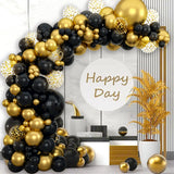 Triogift Black Gold Balloon Arch Garland Kit Confetti Balloons Birthday Party Decorations Adults Wedding Anniversary Balloon Baby Shower