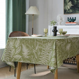 Triogift Table Cloth Green Leaf Sketching Dining Table Cover Print Fabric Art Rectangle Sage Green Non-fading Strong Abrasion Resistance