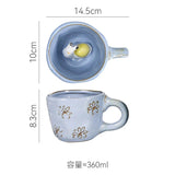 Triogift  -  360ml Cups Ceramic Funny Cartoon Animal Tea Milk Cups Cute Handmade 3D Snail Daisy Dog Cat Coffee Mugs Creative Unique Gifts