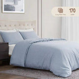 Triogift  Pure Linen Duvet Cover Set, 100% Yarn-Dyed French Linen,1 Duvet and 2 Pillowcases (Summer Sky, Queen/Full)Comforter Sets