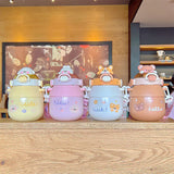 Triogift  -  Cartoon Vacuum Flasks Large Capacity Insulation Cup Outdoor Kawaii Kid Tumbler Cute Water Bottle For Girl Portable Straw Thermos