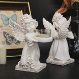 Triogift Resin Angel Candle Holder Angel Collection Figurine Angel Statue Tealight Candle Holder Gifts Desktop Tealight Stand Ornaments