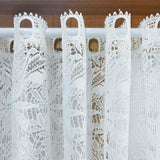 Triogift  PC White Lace Floral Hollow Sheer Short Curtain for Living Room Bay Window Drape Door Home Decoration