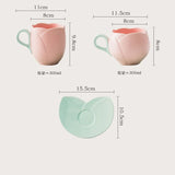 Triogift Ceramic Tulip Cups Mug Saucers Suits with Tray Flower-shaped Coffee Cups saucers, lovely drink cups