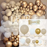 Triogift White Gold Balloon Garland Kit Birthday Baby Shower Balloons Arch Kit Latex Ballon Chain Wedding Party Decoration