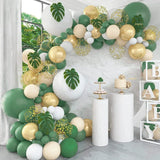 Triogift Jungle Safari Dark Green Balloon Garland Arch Kit Kid Birthday Party Supplies Gold Confetti Latex Ballons Baby Shower Decoration