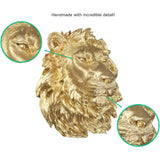 Triogift Handmade Poly Resin Farmhouse Lion Wall Decoration Sculptures & Figurine 17 Inch Eye-catching Installation Lion Head Statue Home