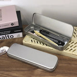 Triogift  1pc Metal Pencil Pen Box Fountain Pen Case Storage Gift Box Tinplate Box Pencil Stationery Organizer Large Capacity Rectangular