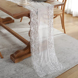 Triogift  French Romantic White Black Lace Table Runner Wedding Decoration Coffee Table Path Mariage Bridal Shower Home Party Ornament