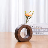 Triogift  Simple Flower Arrangement Living Room Solid Wood Dried Flower Vase Small Ornaments Home Dining Table Mini Flower Vase Decoration