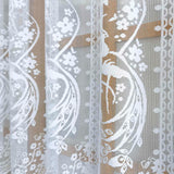 Triogift  1PC White Lace Peacock Jacquard Sheer Curtain for Small Window Voile Drape Kitchen Home Decoration Cafe #E