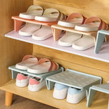 Triogift Double Shelf Space Savers White Shoe Rack Cabinets Shoe Storage Organizer Closet Holder Modern Bracket Shoe Storage Rack