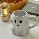 Triogift  -  Cute Ghost Water Cup Breakfast Milk Cup Creative Ceramic Mug Afternoon Tea Coffee Cup Household Drinking Halloween Gift