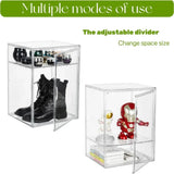 Triogift Boot Storage Boxes Clear Stackable  Bins with Magnetic Lids Adjustable Divider