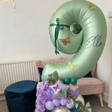 Triogift 40inch Olive Green 0-9 Number Digital Helium Balloons Kids Adult 18 30 60th Birthday Party Decor Wedding Hawaiian Party Supplies