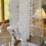 Triogift 1PC Romantic Side Lace Floral Sheer Curtain for Living Room Yellow Embroidery Voile Drape Kitchen Window Wedding #E