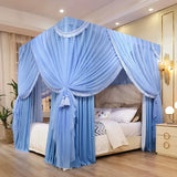 Triogift European princess air bed curtain,double layer tassels shading bed curtain mosquito net new type no support thickened mosquito