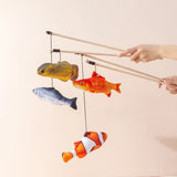 Triogift  Cat Fish Toy Plush Simulated Fish Cat Teaser Wand kitty Interactive Toys Funny Bell Clownfish Wand Pet Cats Supplies Accessory