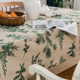 Triogift American Tablecloth Green Pine Cotton Linen Printed Table Mat Dining Room Cloth Rectangular Kitchen Table Cover Cloth Non-Slip