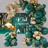 Triogift  73/108pcs Eid Mubarak Backdrops Balloon Set Ramadan Kareem Decoration Background Garland Muslim Islamic Festival Party Deco