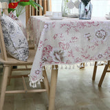 Triogift Customizable Blending Flower Tablecloth,Rectangular with Lace Table Cover,for Home Kitchen Dinning Table Decor Mantel Mesa