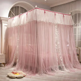 Triogift  Palace bed Mosquito Net Double Layer Bed Canopy four door Bed Valance garden bedroom wedding decoration Bed cover bed Curtains