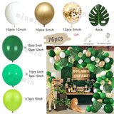 Triogift Jungle Safari Dark Green Balloon Garland Arch Kit Kid Birthday Party Supplies Gold Confetti Latex Ballons Baby Shower Decoration