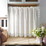 Triogift  1PC Little Daisy Ruffle Short Curtains for Small Window White Drape Cabinet Kitchen Study Rod Special Blinds #E