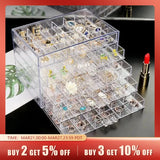 Triogift Earring Jewelry Box Acrylic Jewelry Storage Box Women's Ring Jewelry Display Box with 5 Drawers and 120 Small Compartment Trays