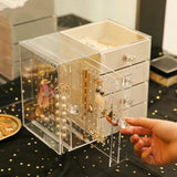 Triogift Drawer Type Plastic Jewelry Storage Box Transparent Finishing Makeup Organizer Earrings Display Stand Rack Bracelet