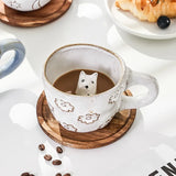 Triogift  -  360ml Cups Ceramic Funny Cartoon Animal Tea Milk Cups Cute Handmade 3D Snail Daisy Dog Cat Coffee Mugs Creative Unique Gifts