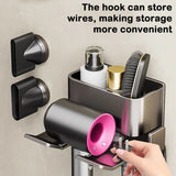 Triogift  Bathroom Hair Dryer Holder Wall-mounted Hair Dryer Stand Hairdryer Organizer Box Toilet Blower Holder Shelf Bathroom Accessories