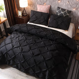 Triogift Black White Duvet Cove Sets Luxury Bedding Set Nordic Quilt Cover Pinch Pleat Brief Bedding Set Queen King 3 pcs with Pillowcase