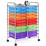 Triogift  SmileMart 20-Drawer Metal Frame Storage Cart Rolling Bin with Lockable Wheels, Multicolor