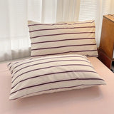 Triogift Soft Comfortable Bedding Set for Home Hotel, 1 Duvet Cover, 1 Flat Sheet, 2 Pillowcases, Fashionable Striped Style, 4Pcs