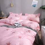 Triogift Kawaii Cute Pink Pig Duvet Cover Children Girls Cartoon Bedding Set Twin Full Queen Comforter Cover Bedroom Decoration Gifts