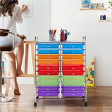 Triogift  SmileMart 20-Drawer Metal Frame Storage Cart Rolling Bin with Lockable Wheels, Multicolor