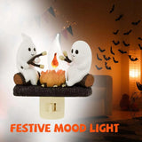 Triogift Halloween Decoration 2024 New Ghost Bonfire Night Light EU US UK Plug Funny Cute Chost Design Lamp Home Decor