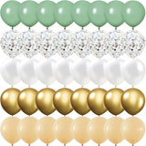 Triogift  40PCS Sage Green Gold White Latex Confetti Balloons Baby Shower Birthday Wedding Party Decorations Globos