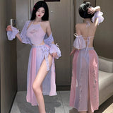 Triogift   Retro Hanfu Dress Lingerie Sexy Antique Exotic Hanfu Uniform Classical Dancing Girl Costume Cosplay Princess Performance