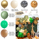 Triogift Jungle Safari Green Balloon Garland Arch Kit Kids Birthday Party Supplies Deer Pattern Gold Latex Ballons Baby Shower Decoration