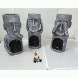 Triogift See Hear Speak No Evil Garden Easter Island Statues Creative Resin Sculpture Outdoor Decoration Home Vase Statue Decor Figurine