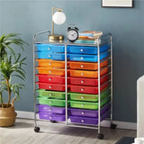 Triogift  SmileMart 20-Drawer Metal Frame Storage Cart Rolling Bin with Lockable Wheels, Multicolor